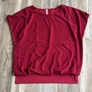 Red Neineiwu Short Sleeved Blouse Size Large